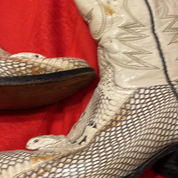 Vintage cobra skin men’s boots & belt with cobra head & leather upper (Mlb) - Picture 13 of 16